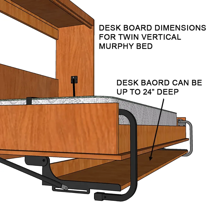 Twin Size Vertical DIY Murphy Bed Hardware and Stay Level Desk Combo
