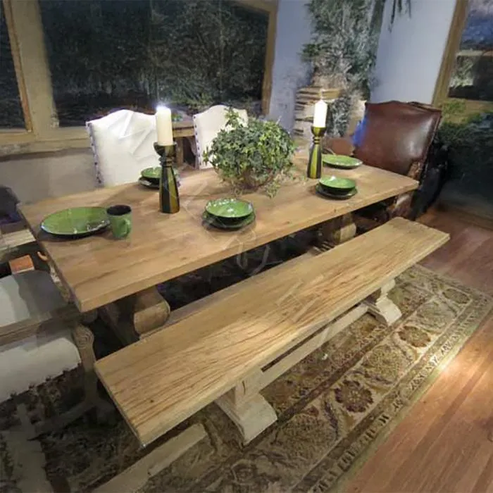 Urban France Double Trestle Table Reclaimed Wood