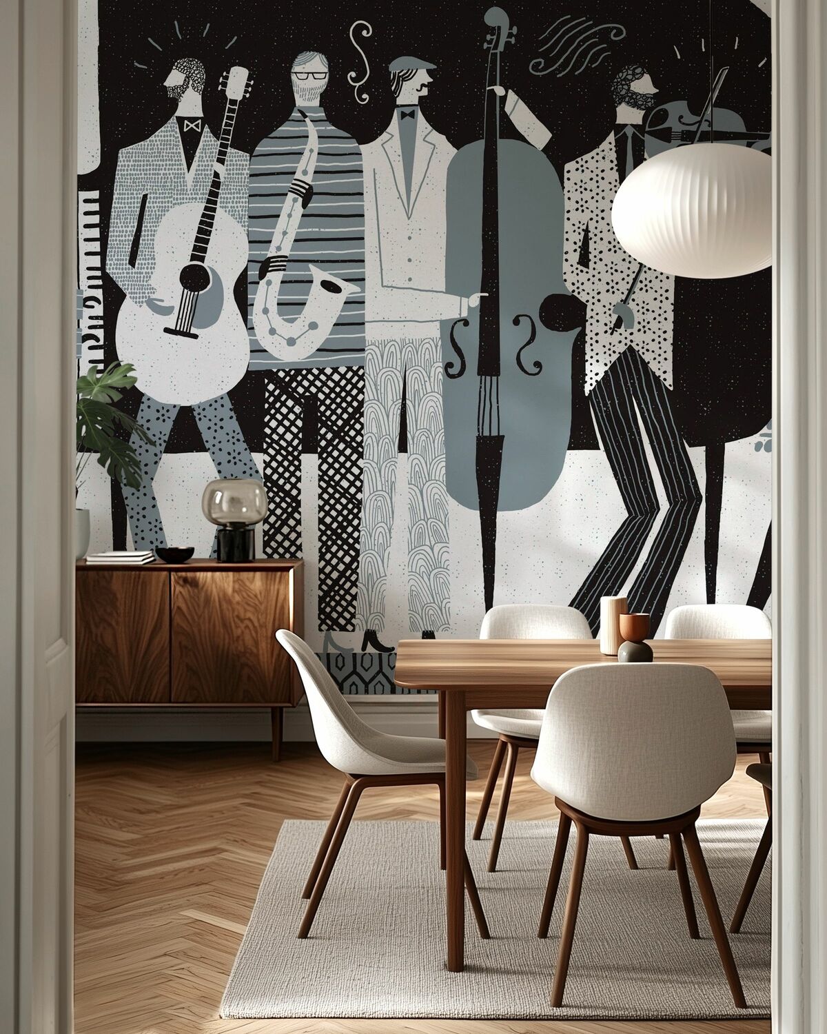 Wall Mural - The Band Black and White - Art & Design - Paste-the-wall or peel and stick