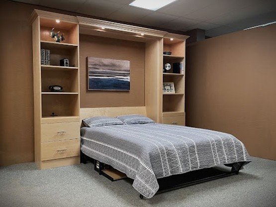 What design features should you look for in a queen Murphy bed with storage?
