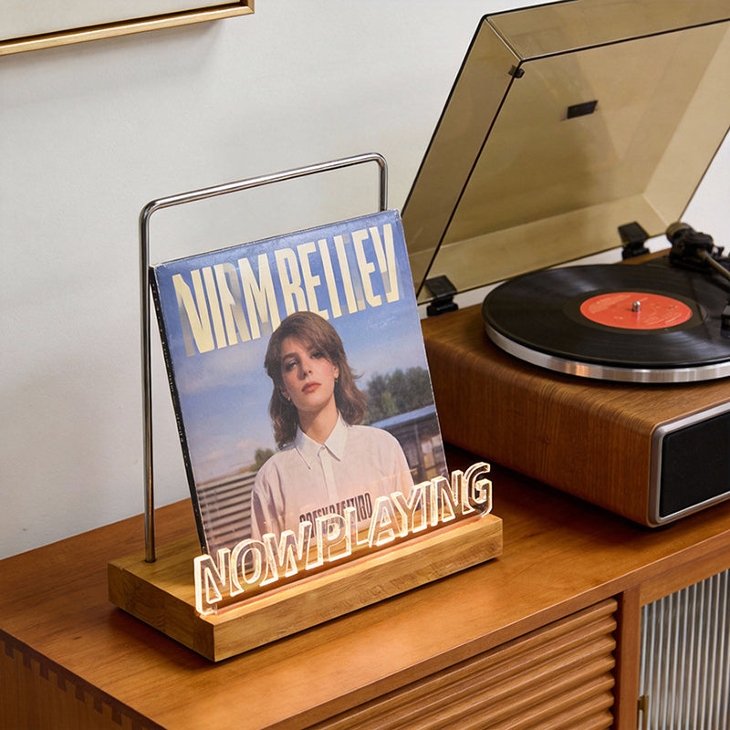 Wooden Vinyl Record Stand - Desktop Album Display & CD Rack for Home, – Yekta Expertise
