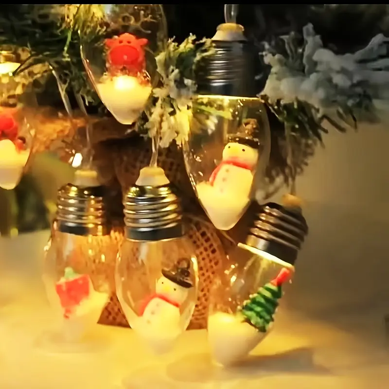 10-Pack Vintage LED Christmas Bubble Lights - Battery-Powered  Indoor/Outdoor Holiday Decorations with Snowman & Candy Cane Design, Warm *  for Christmas Tree, Porch, Balcony, Festive Home Decor, ...