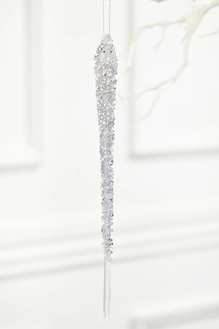 10' Silver Icicle Glass Ornament