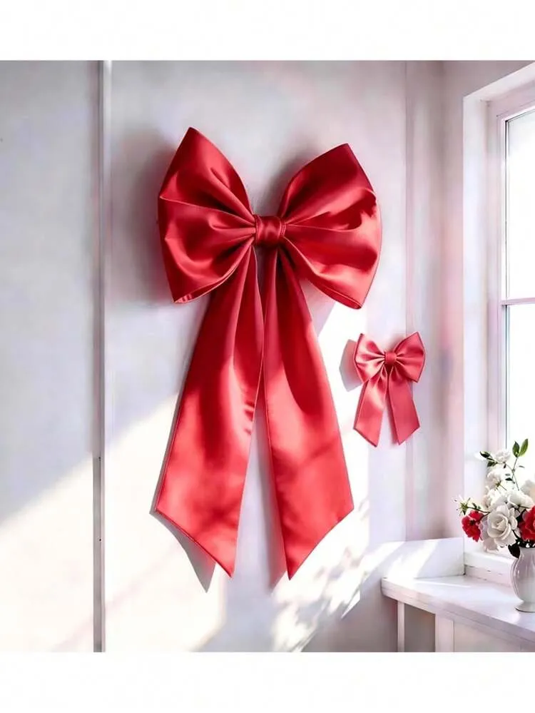 117/75cm Large Red Satin Bow With Long Ribbons, Christmas Tree Decoration  Bow, Extra Large Decorative Gift Bow, Suitable For Christmas Tree Top,  Valentine's Day Backdrop, Wall, Window, Door, Party P