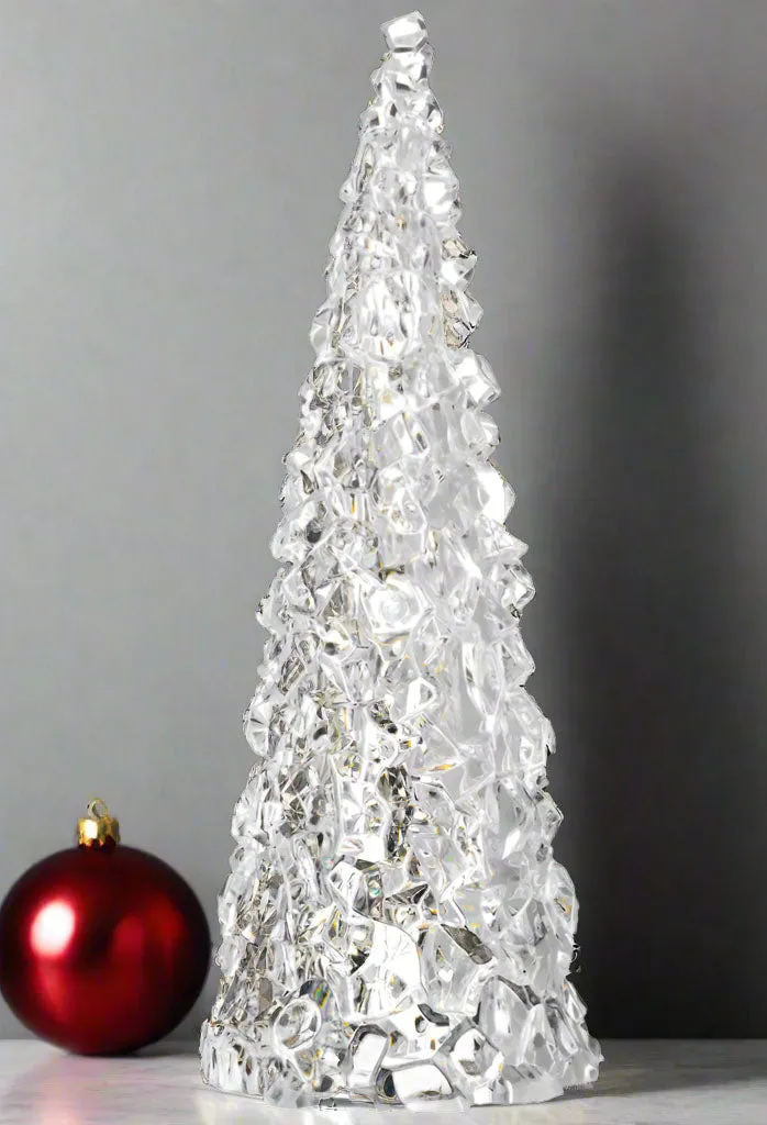 12 Inch Clear Acrylic Christmas Cone Tree, Faux Cut Glass Look, Facete -  Richards Expo