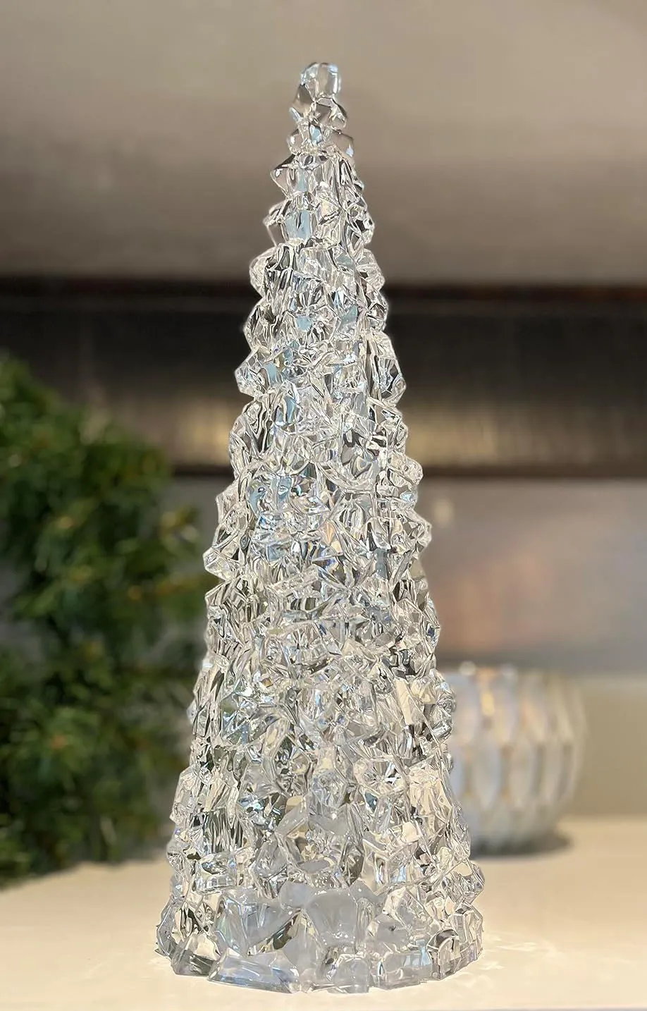 12 Inch Clear Acrylic Christmas Cone Tree, Faux Cut Glass Look, Facete -  Richards Expo