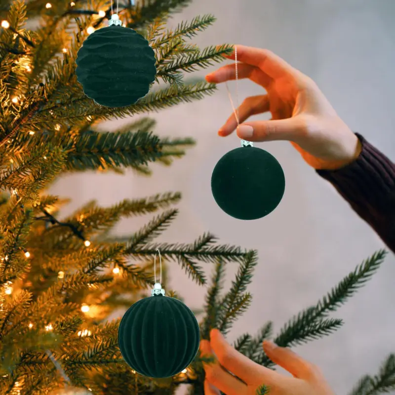 12 velvet christmas tree ornaments plush flocked hanging - Temu Canada