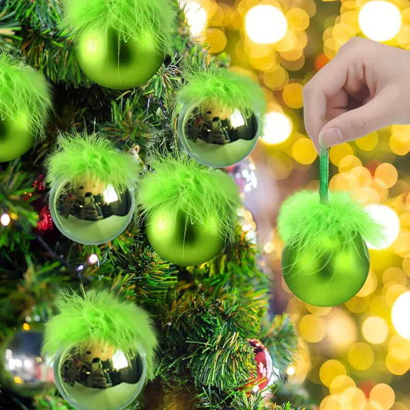 12pcs 2 37inch green christmas ornaments fuzzy christmas - Temu Mauritius