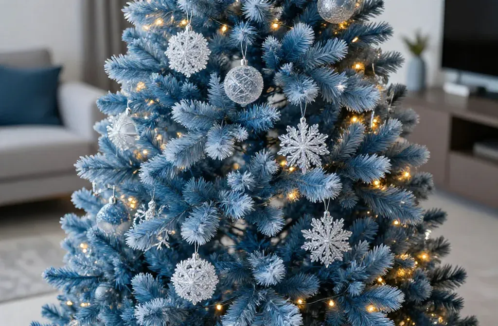 15 Blue Christmas Tree Ideas for a Winter Wonderland at Home Sparkle Night - Aarvi Home Decor