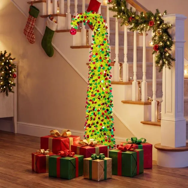 150 cm Pop Up Whimsical Christmas Tree with Top Ball Ornament for Home  Office - Costway
