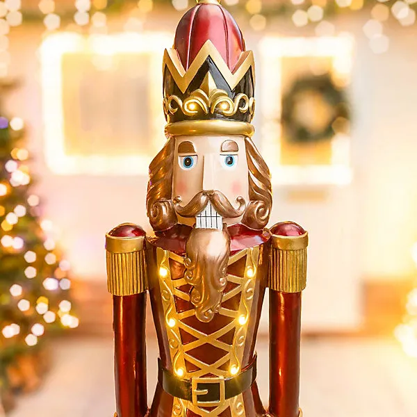 168cm Traditional LED Nutcracker - Red, Gold, and Green