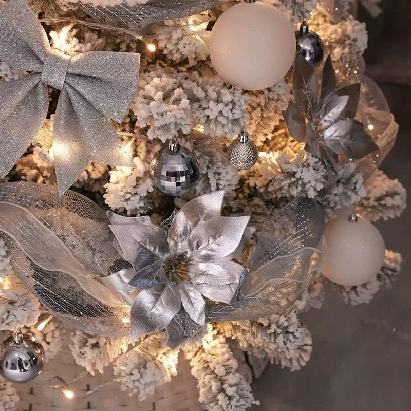 180cm-210cm White Christmas Tree Artificial with Full Set Decoration L