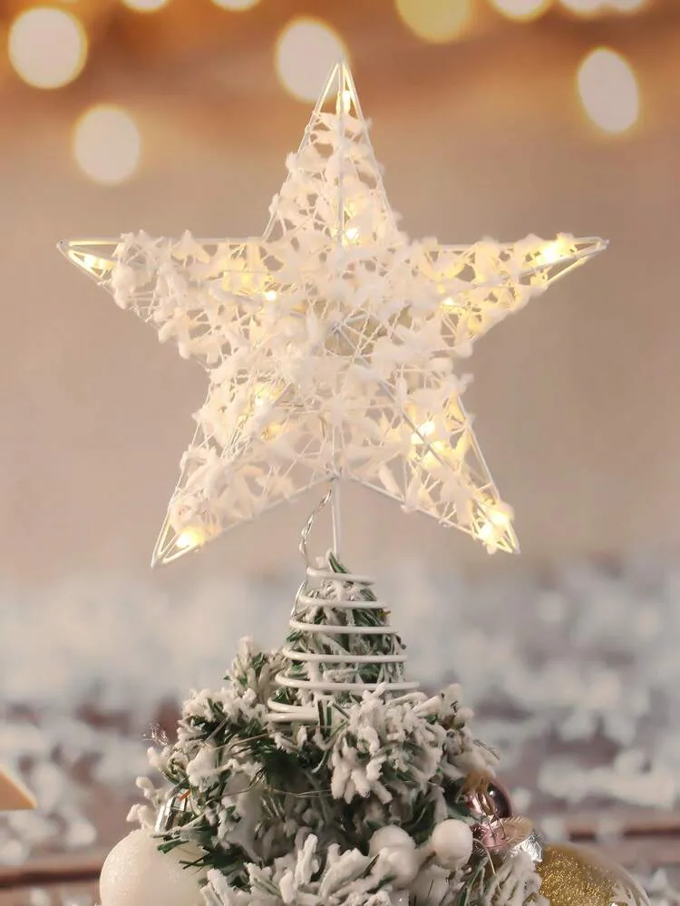 1pc, 25cm Christmas Tree Top Star Decoration Light, Christmas Tree LED Light, Christmas Tree Top Glowing Decoration, Five-Pointed Star Tree Top Decoration Light, Used For Christmas Tree Scene Arrang