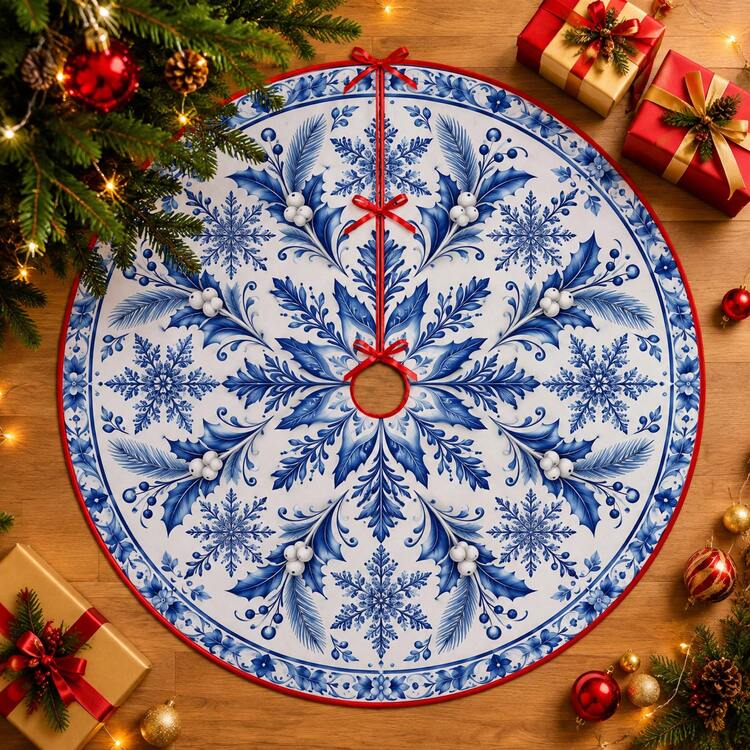 1pc Blue And White Snowflake Pattern Christmas Tree Skirt, Elegant Color  Holiday Decor, 5 Sizes, Unisex Holiday Gift, Suitable For Home And Party  Christmas Home Decoration | SHEIN USA