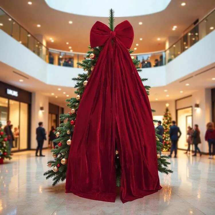 1pc Elegant Burgundy Christmas Bow Tree Top Decoration, Christmas Tree Decorations, Suitable For Wedding Birthday Party Holiday Decorations, Christmas Party Christmas Atmosphere Decoration Props, Ch
