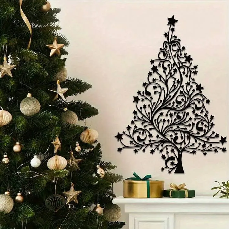 1pc Elegant Christmas Tree Metal House Decor Art, Indoor/Outdoor Home &  Office Accent, Wall Sign, Room Aesthetic Decoration, Holiday Ornament Home  Decor Christmas Decorations Room Decor | SHEIN USA