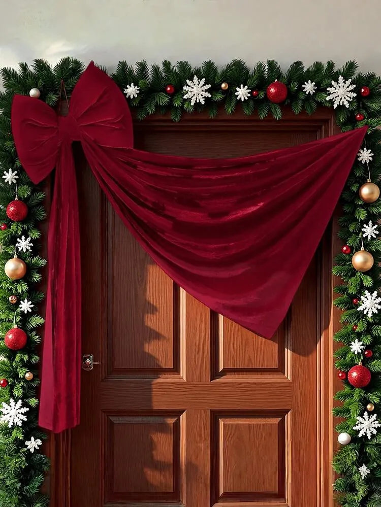 1PC Extra Large Elegant Christmas Bow Decoration Luxury Durable Polyester Ribbon  Red Indoor Outdoor Holiday Party Background Christmas Tree Topper New Year  Ornament Home Decor | SHEIN