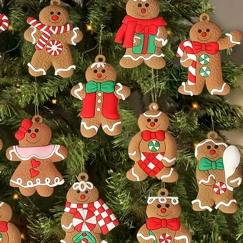 1pc festive christmas tree gingerbread for man ornament, fabric hanging  decoration for holiday scene setting, no electricity required, featherless,  suitable for christmas and halloween, gingerbread 