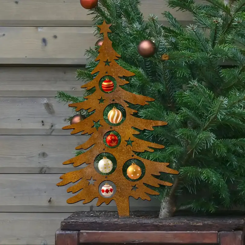 1pc natural rusted metal christmas tree garden stake merry - Temu  Switzerland