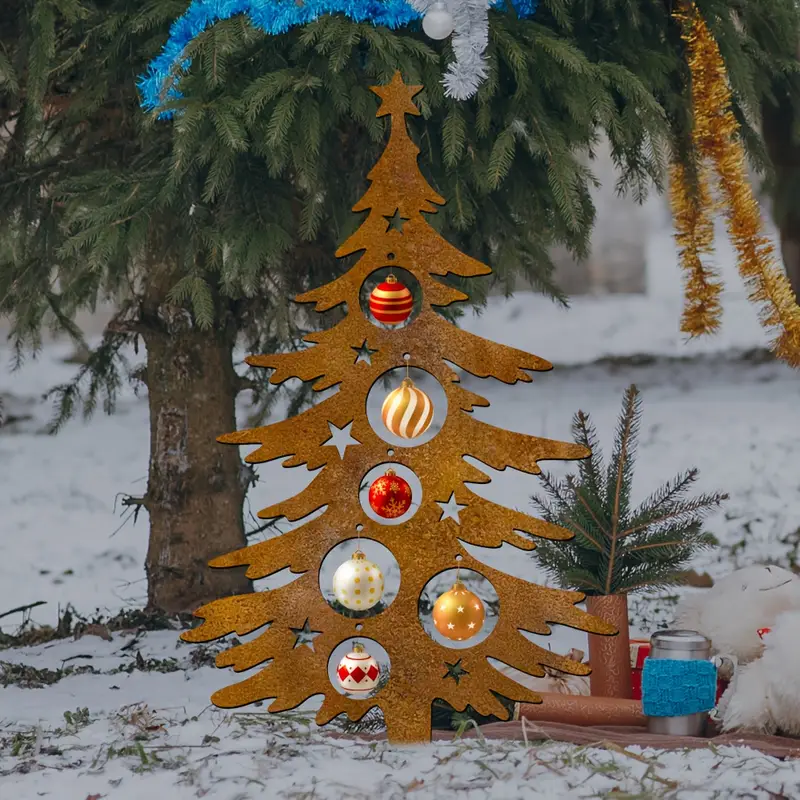1pc natural rusted metal christmas tree garden stake merry - Temu Switzerland
