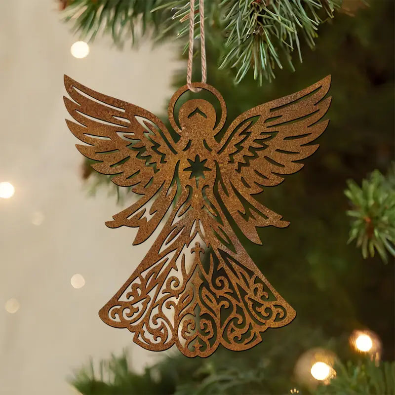 1pc Rustic Rusted *-Shaped Angel Wall Decor - Vertical Hanging Christmas Tree Ornament & * Statue, Farmhouse Bohemian * Angel for Office, Vertical Wall-Mounted Iron Decoration