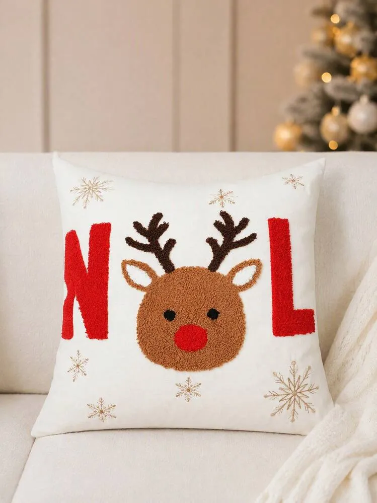 1pc/2pcs Christmas House Embroidered Throw Pillow Cover, Tufted Chenille  Cushion Case For Sofa Couch Living Room Bedroom, Winter Holiday Home Decor  Gift All Seasons | SHEIN USA