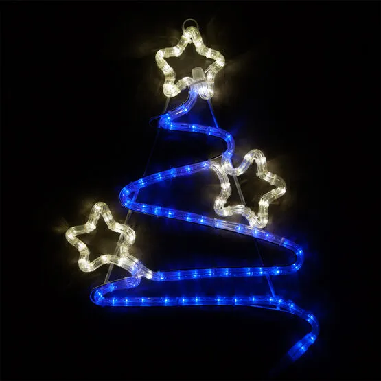20' LED Swirl Christmas Tree, Blue and White Lights