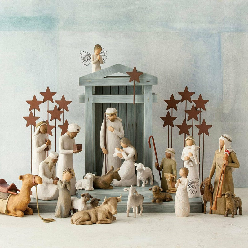 20-Piece Handmade Wooden Christmas Nativity Set | Sansoti