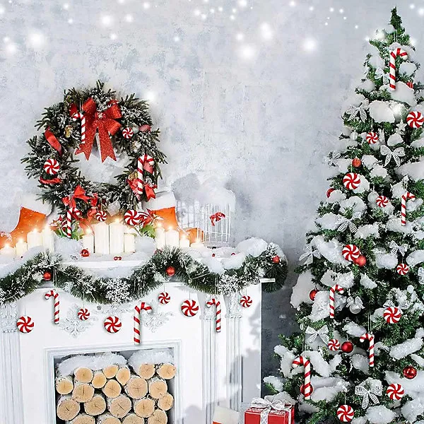 20 Pieces Candy Cane Christmas Tree Decorations Red Candy Christmas Tree  Hanging Ornaments,Red and White