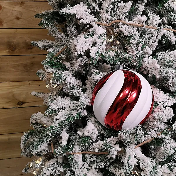 20cm Large Red & White Candy Cane Shatterproof Christmas Baubles Decorations