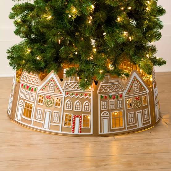 23.6' Gingerbread House Christmas Tree Collar, LED Gingerbread Xmas Tree  Collars, Gingerbread House Christmas Tree Skirt for Artificial Trees, Xmas  Collar Tree Base Cover for Christmas Home Decor - 