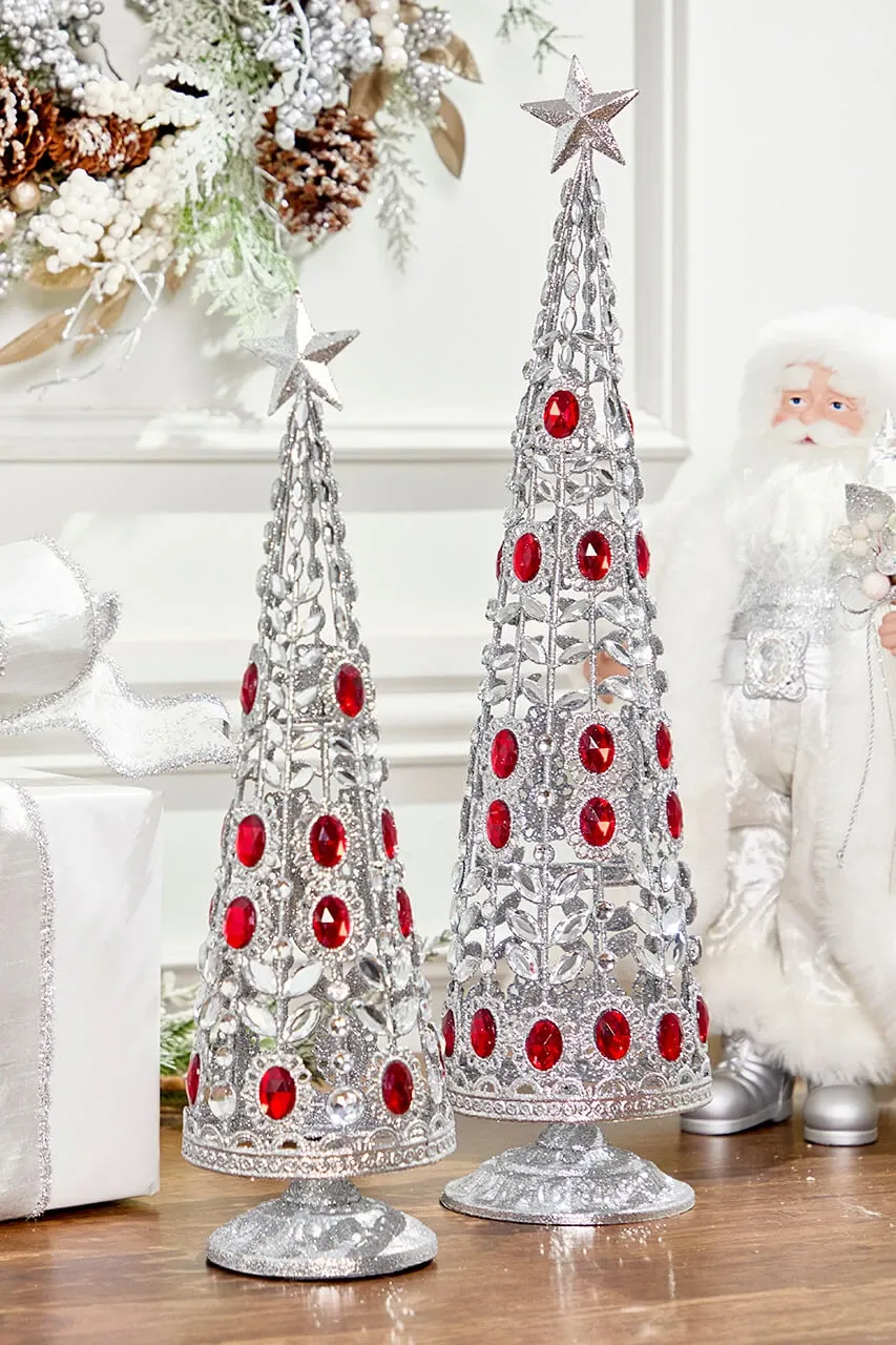 24' Silver Red Wire Tree - Decorator's Warehouse