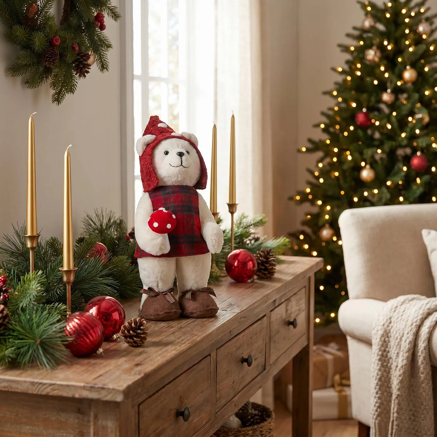 24' Teddy Bear Gnome Christmas Decor White | eFavormart