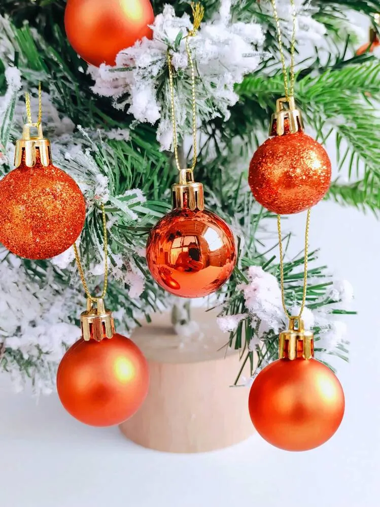 24pcs Orange Christmas Ball Ornament Set, Christmas Tree Decoration,Christmas | SHEIN