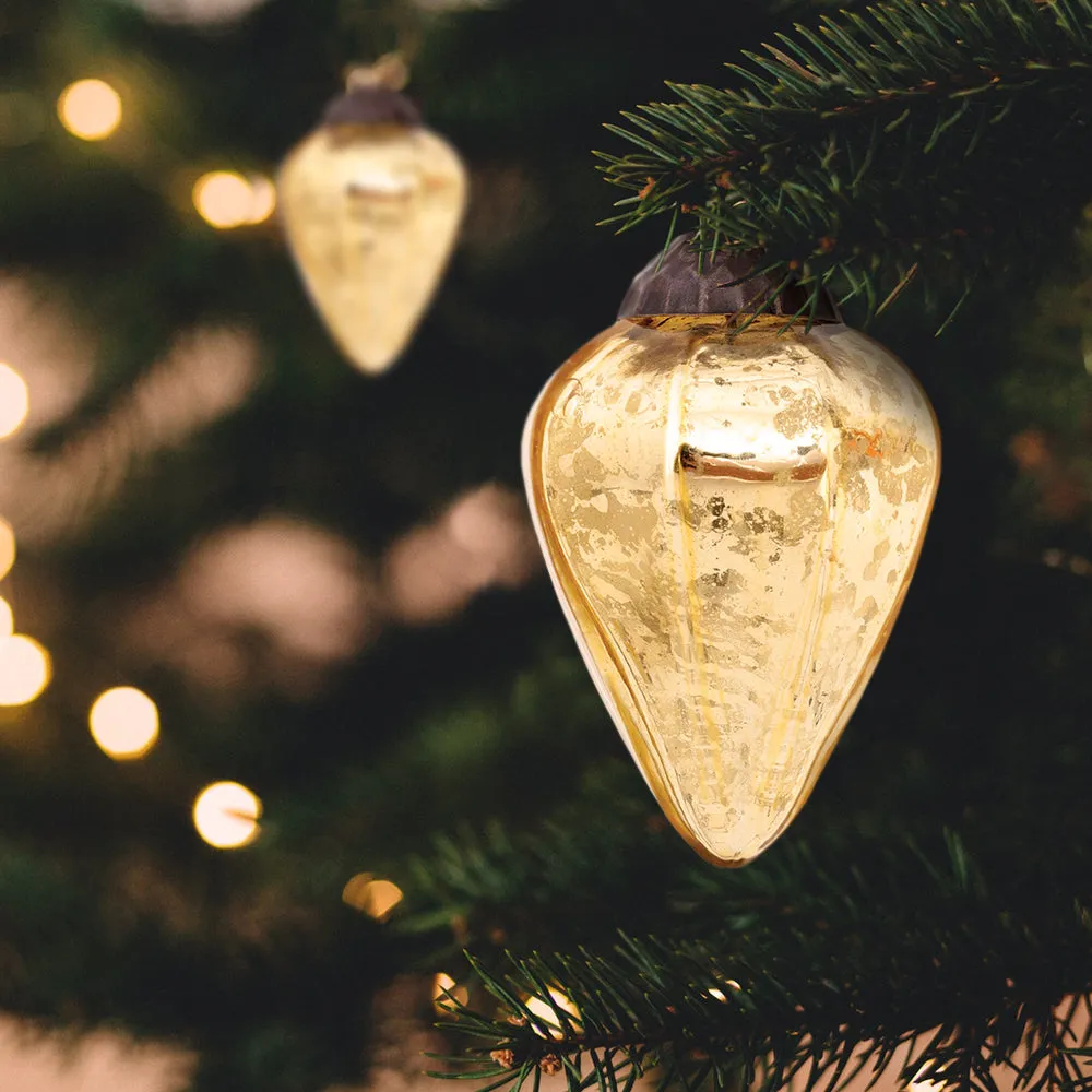 2.5' Gold Zoe Mercury Glass Pine Cone Ornament Christmas Decoration