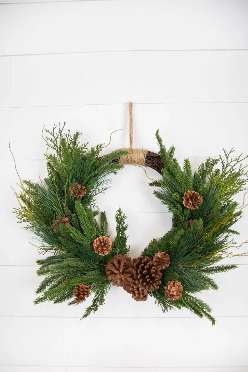 26” Mixed Greens with Pine Cones Swag Wreath