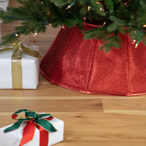 26.75' Shiny Red Fabric Hexagonal Christmas Tree Collar | Christmas