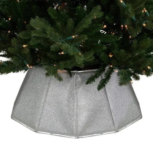 27' Shiny Silver Fabric Hexagonal Christmas Tree Collar | Christmas