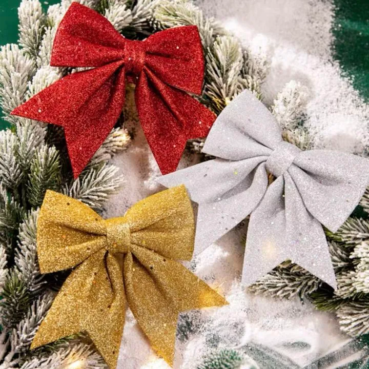 2PCS big christmas bow decor xmas christmas bowties christmas bows bow  accessories xmas christmas tree topper