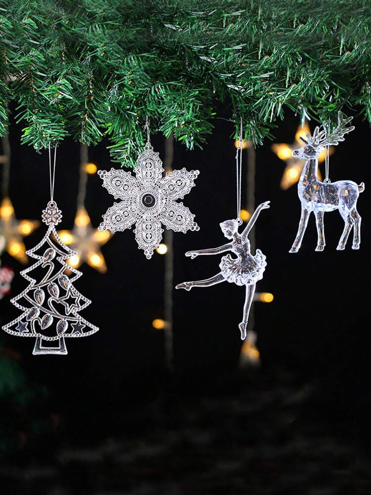 2pcs, Sparkling Transparent Plastic Crystal Pendant Ornament, Christmas Tree  Hanging Decor, Holiday Party Ambiance Supplies, Christmas Theme Scene Decor,  Home Decor,Christmas | SHEIN USA