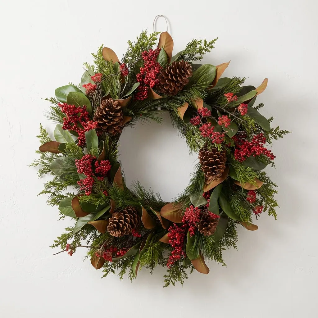 30-Inch Magnolia Pinecone Christmas Wreath | Wholesale