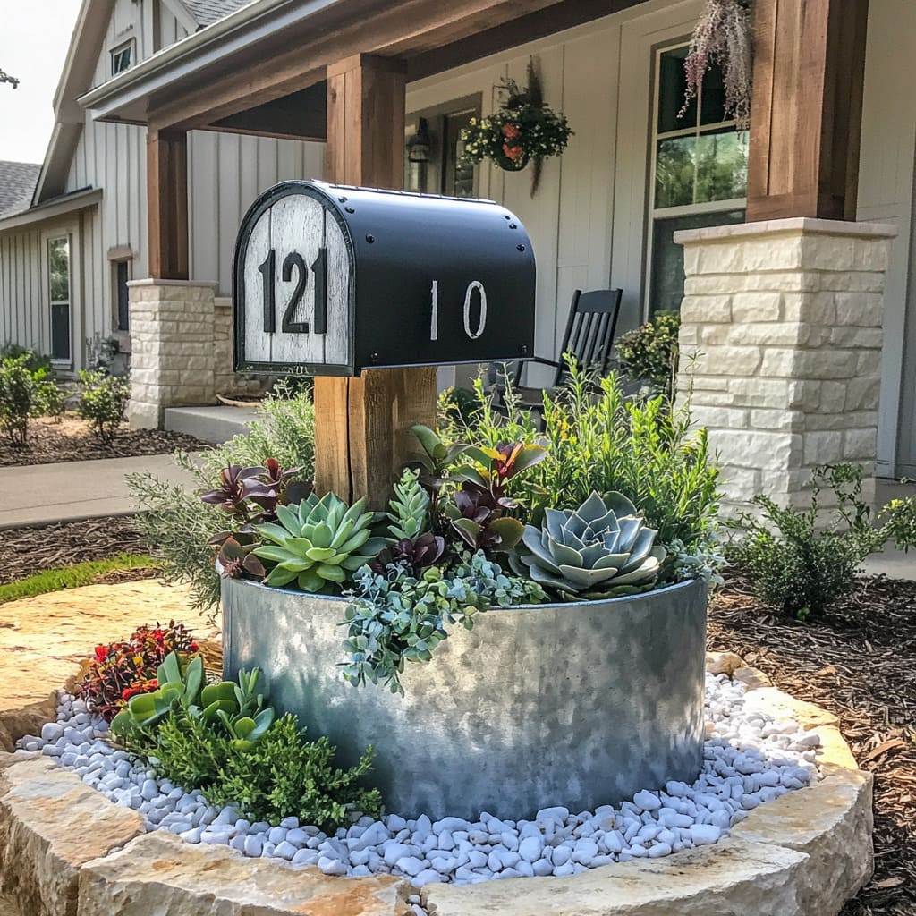 33 Cozy Farmhouse Mailbox Planter Ideas for a Front Yard