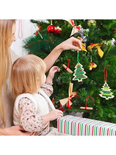 34pcs Christmas Tree Cross Stitch DIY Handmade Craft Kit, Suitable For  Children And Teenagers, Helps Develop Hands-On Skills And Imagination,  Christmas Tree Ornaments, Desktop Decor, Gift Wrapping A