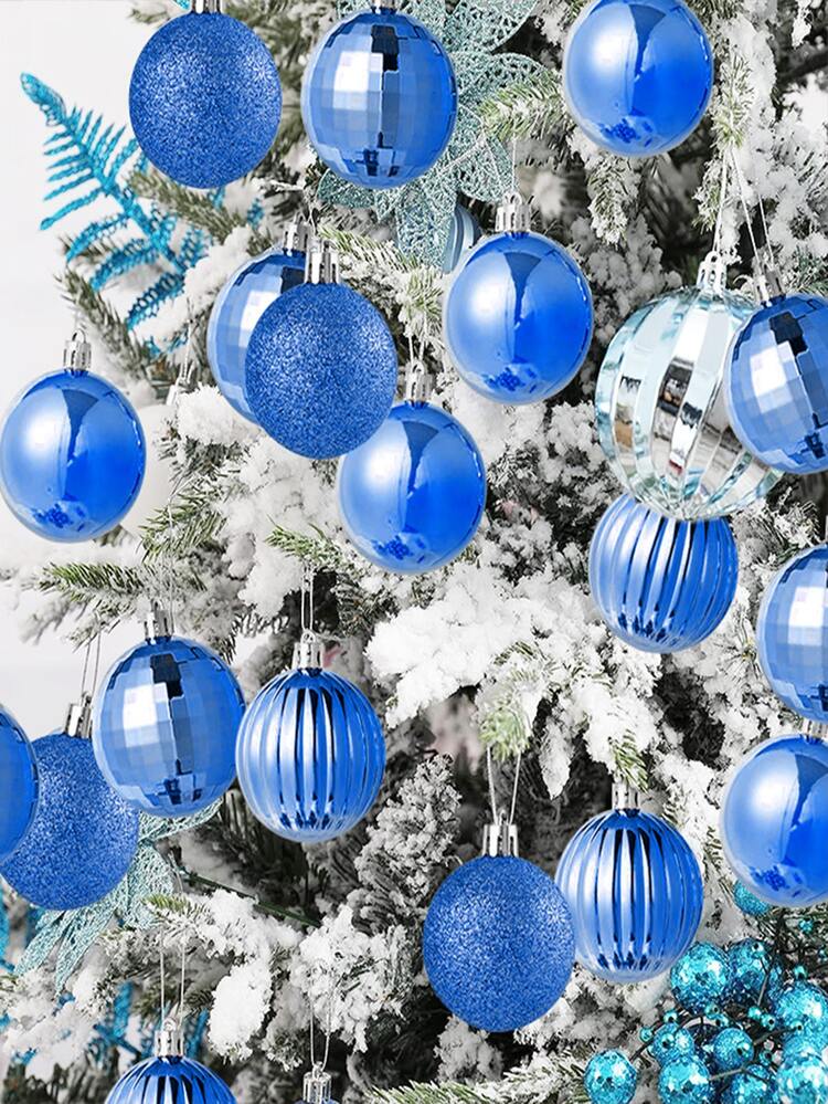 36pcs Blue Christmas Ball Ornament Set For Christmas Tree Decoration |  SHEIN USA