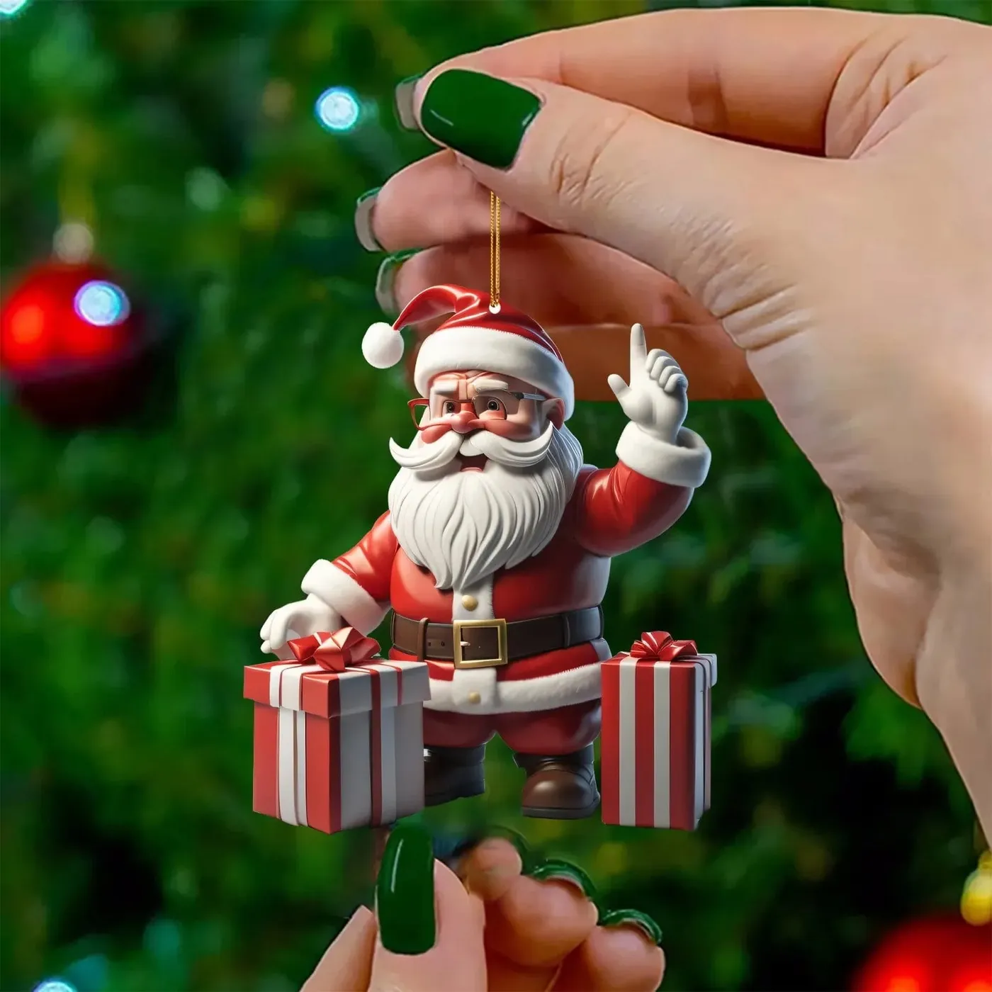 3Pcs Christmas Ornament 2026, Vacemry 2D Acrylic Christmas Tree Ornament 2026, Santa Claus Hanging Pendant for Christmas Tree, Holiday Party Car Home ...