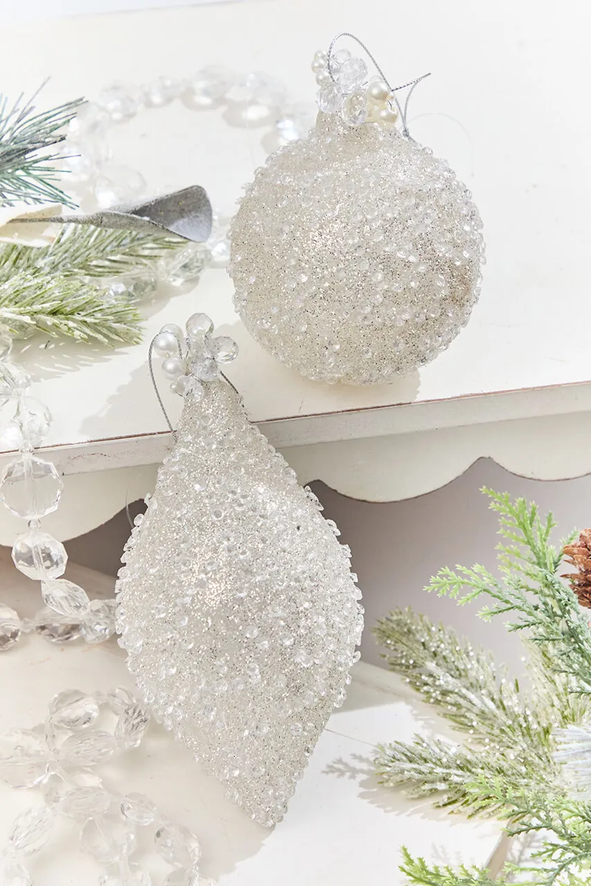 4' - 6' White Beaded Glass Ornament