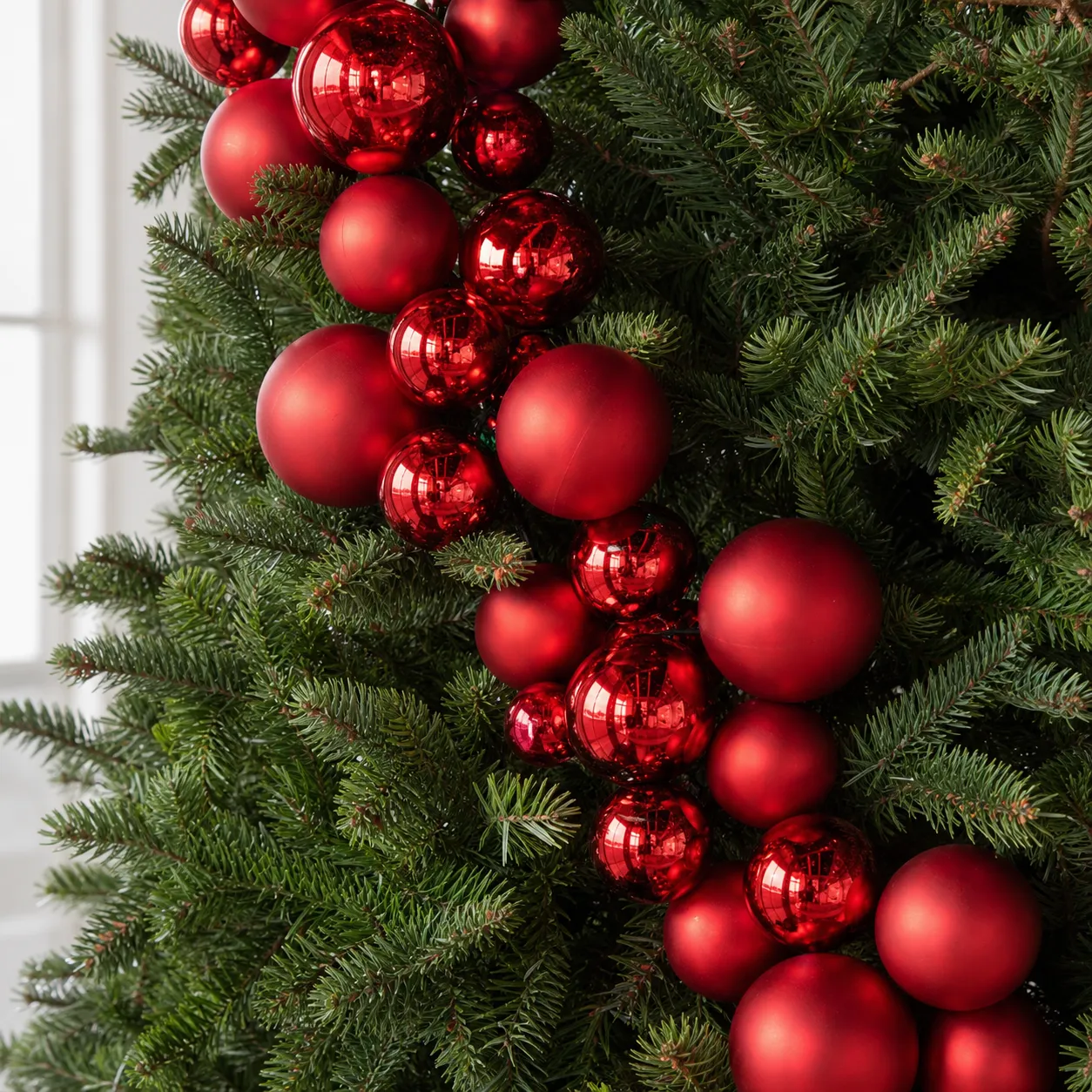 4 ft Red Shiny & Matte Ball Christmas Garland