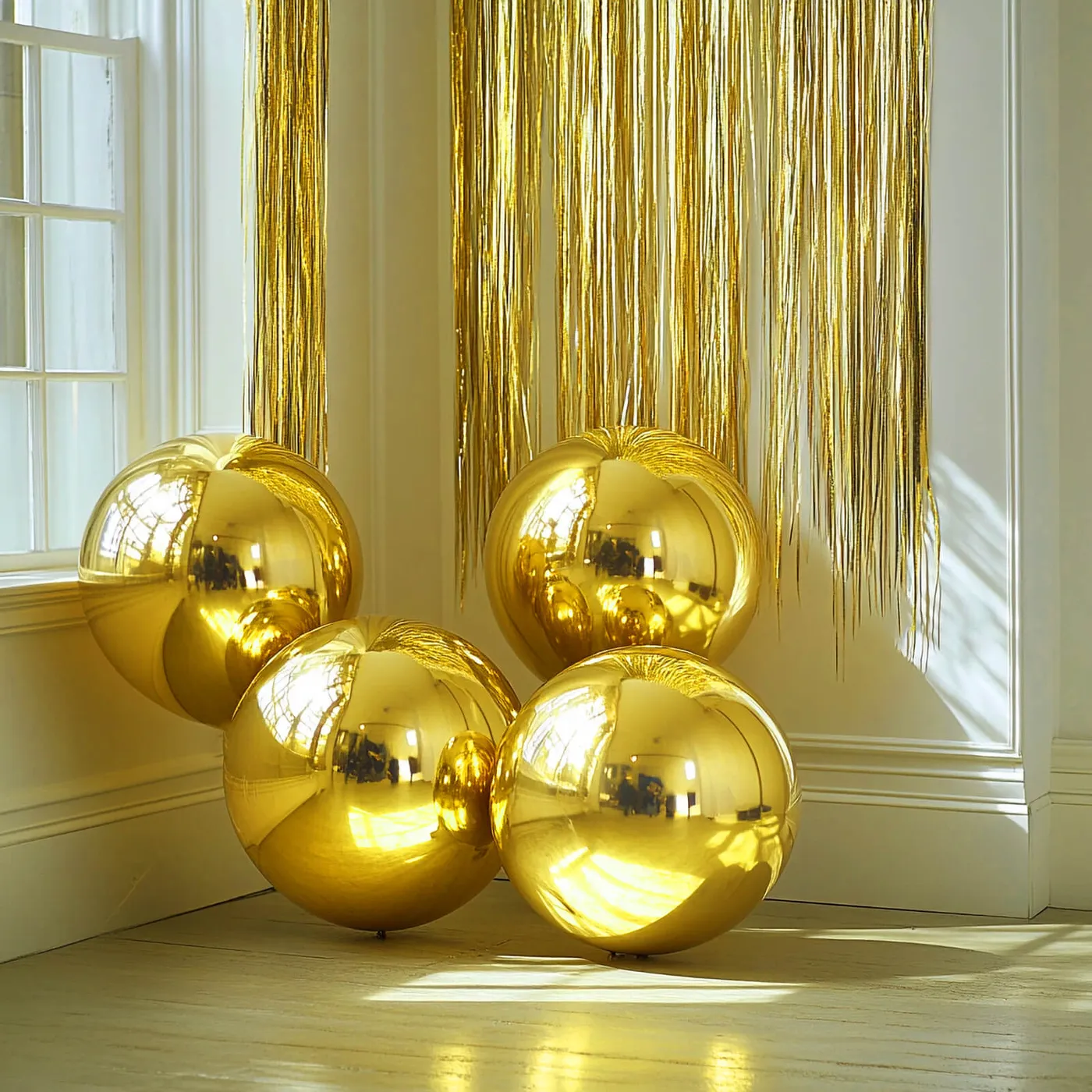 4-Pack Orbz Mylar Foil Balloons, 39' Metallic Gold Large Round Sphere  Helium or Air-Filled Party Decorations