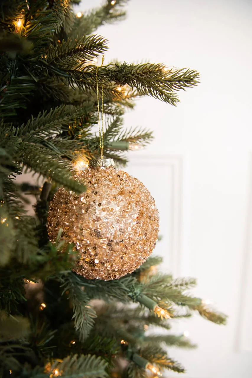4” Rose Gold Drop/Ball Glass Ornament - Decorator's Warehouse