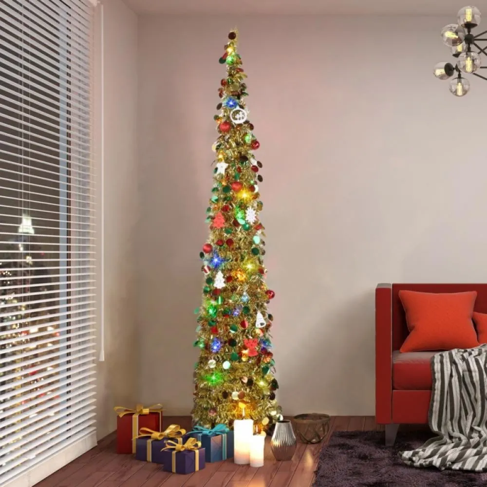 5 FT Silver Multicolor Sequin Pop Up Tinsel Christmas Tree Easy to Assemble and Store for Small Spaces Apartment Fireplace Party Home Office Store Classroom Decorations - Walmart.ca